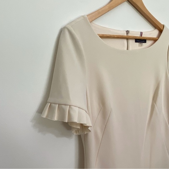 TOMMY Hilfiger dress ecru off white woven short sleeve summer flattering size 10 - Picture 6 of 16